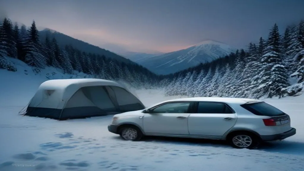 Carbon monoxide and snow around the vehicle — illustration